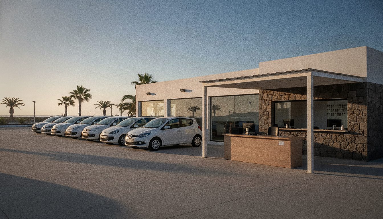 Vermietungsschalter mit kleinen Fahrzeugen der Budget-Klasse in Teneriffa Süd