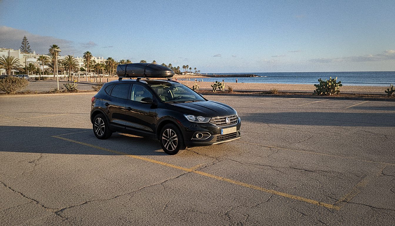 Mietwagen mit Vollschutz auf einem Parkplatz nahe Playa de las Américas