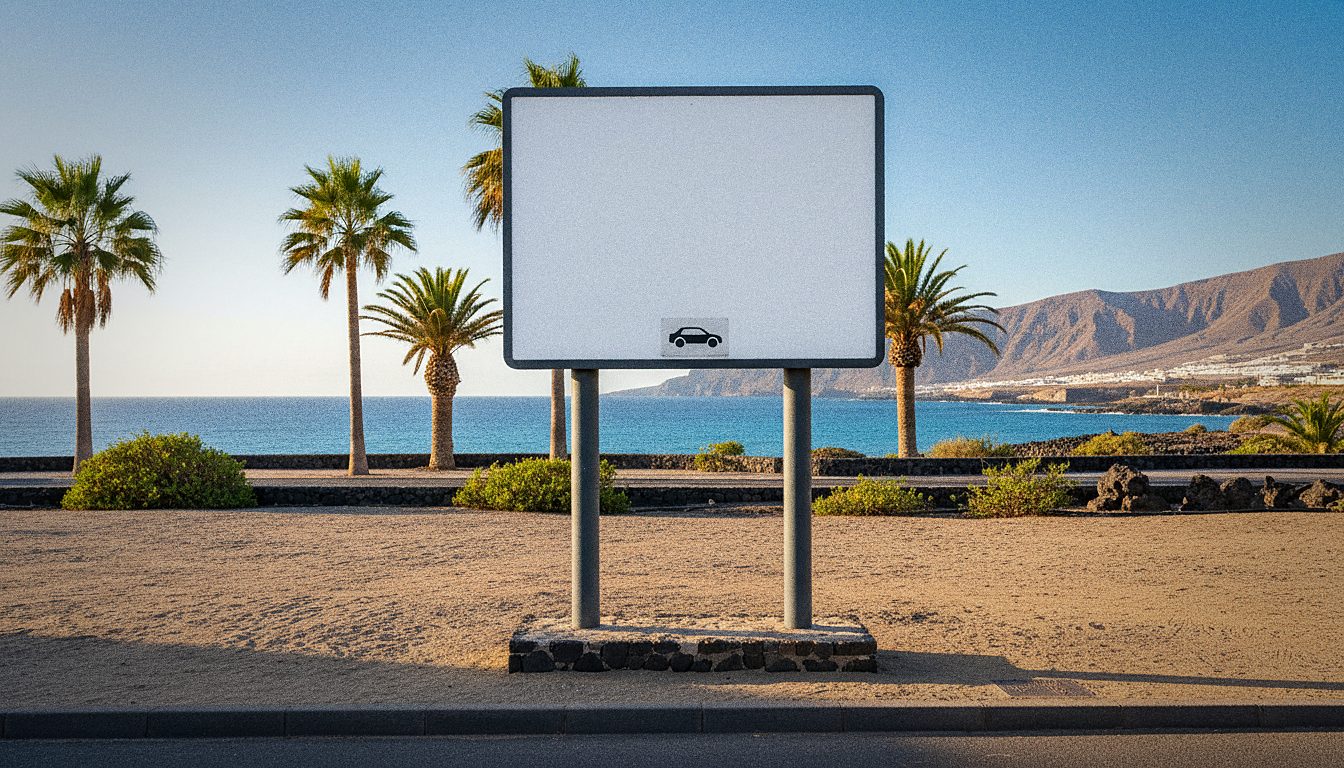 Preistafel eines Mietwagenanbieters auf Teneriffa Süd mit Angaben zur Selbstbeteiligung